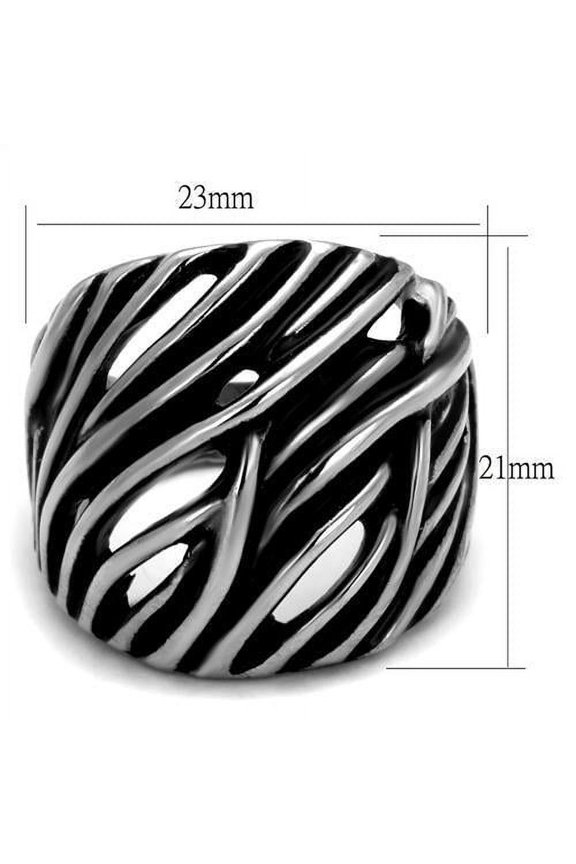 TK2338 - High polished (no plating) Stainless Steel Ring with Epoxy in Jet