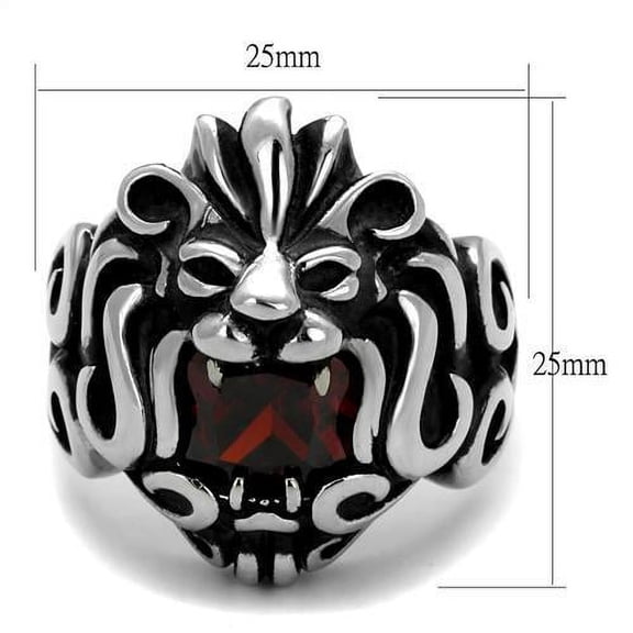High polished (no plating) Stainless Steel Ring with AAA Grade CZ in Garnet for Women Animals Theme Garnet Stone Color Style TK2339 Size 8