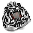 thumbnail image 1 of TK2339 - High polished (no plating) Stainless Steel Ring with AAA Grade CZ in Garnet, 1 of 1