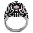 thumbnail image 1 of TK2339 - High polished (no plating) Stainless Steel Ring with AAA Grade CZ in Garnet, 1 of 1