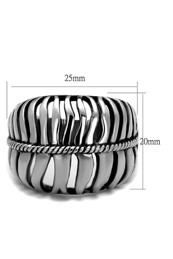 High polished (no plating) Stainless Steel Ring with Epoxy in Jet for Women Jet Stone Color Style TK2341 Size 8