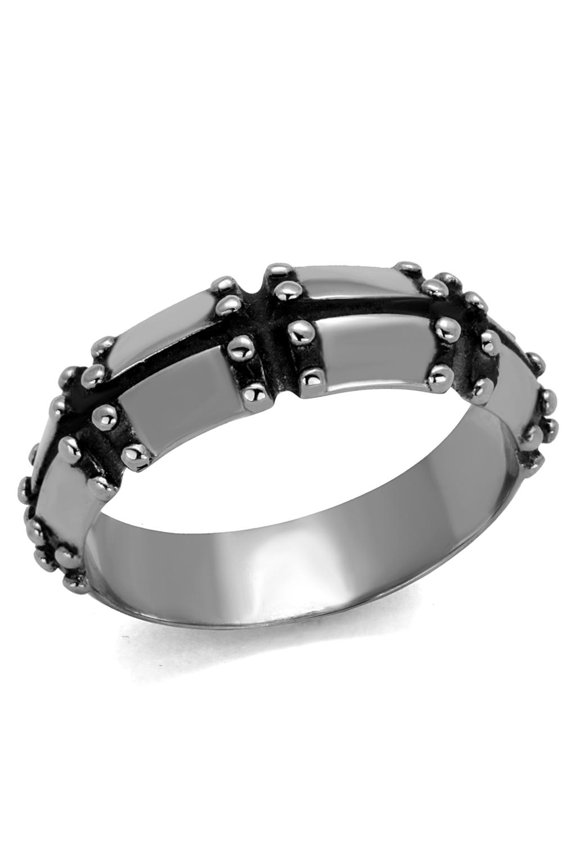 High polished (no plating) Stainless Steel Ring with Epoxy in Jet for Women Jet Stone Color Style TK2342 Size 13