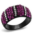 thumbnail image 1 of IP Black(Ion Plating) Stainless Steel Ring with Top Grade Crystal in Fuchsia for Women Fuchsia Stone Color Style TK2356 Size 5, 1 of 4