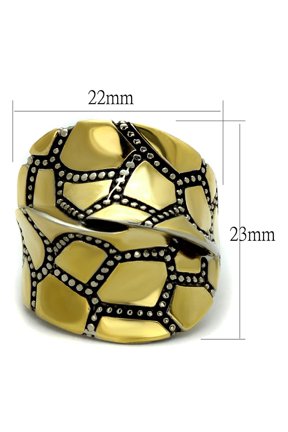 TK2368 - Two-Tone IP Gold (Ion Plating) Stainless Steel Ring with Epoxy in Jet