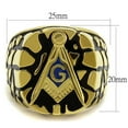 thumbnail image 1 of IP Gold(Ion Plating) Stainless Steel Ring with Epoxy in Capri Blue for Women Masonic Theme Capri Blue Stone Color Style TK2372 Size 9, 1 of 3