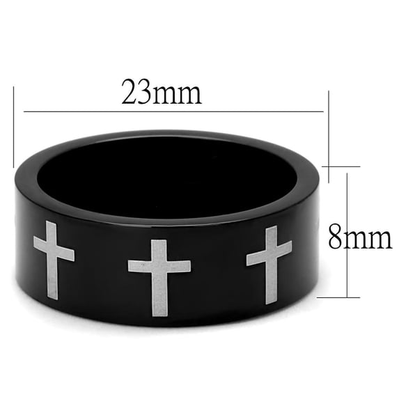 Two-Tone IP Black (Ion Plating) Stainless Steel Ring with No Stone for Women No Stone Stone Color Style TK2410 Size 9