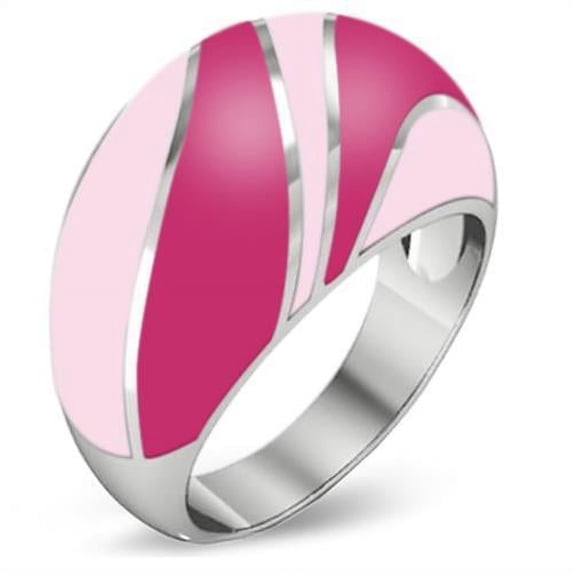 High polished (no plating) Stainless Steel Ring with Epoxy in No Stone for Women No Stone Stone Color Style TK243 Size 6