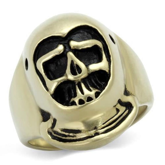 TK2447 - IP Antique Copper Stainless Steel Ring with Epoxy in Jet