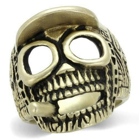 TK2449 - IP Antique Copper Stainless Steel Ring with Epoxy in Jet