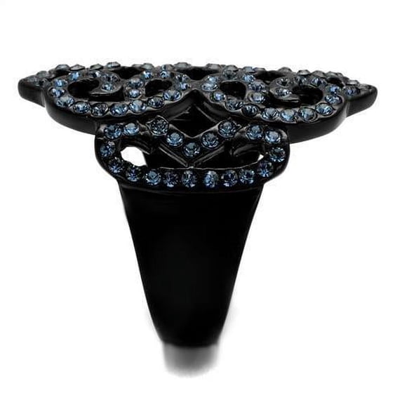 TK2481 - IP Black(Ion Plating) Stainless Steel Ring with Top Grade Crystal in Montana
