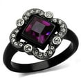 thumbnail image 1 of Two-Tone IP Black Stainless Steel Ring with Top Grade Crystal in Fuchsia for Women Fuchsia Stone Color Style TK2489 Size 6, 1 of 4