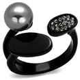 thumbnail image 1 of TK2493 - IP Black(Ion Plating) Stainless Steel Ring with Synthetic Pearl in Gray, 1 of 1