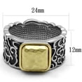thumbnail image 1 of Two-Tone IP Gold (Ion Plating) Stainless Steel Ring with Epoxy in Jet for Women Celtic Theme Jet Stone Color Style TK2509 Size 12, 1 of 3