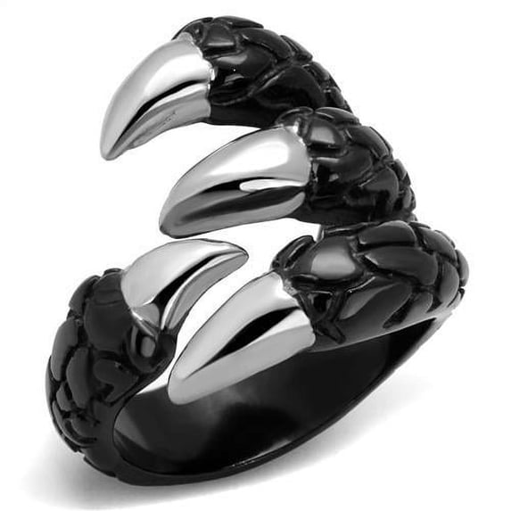 TK2510 - Two-Tone IP Black (Ion Plating) Stainless Steel Ring with No Stone Size 8