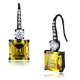 thumbnail image 1 of TK2539 - IP Black(Ion Plating) Stainless Steel Earrings with AAA Grade CZ in Topaz, 1 of 3