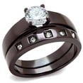 thumbnail image 1 of IP Dark Brown (IP coffee) Stainless Steel Ring with AAA Grade CZ in Clear for Women Clear Stone Color Style TK2547 Size 7, 1 of 5