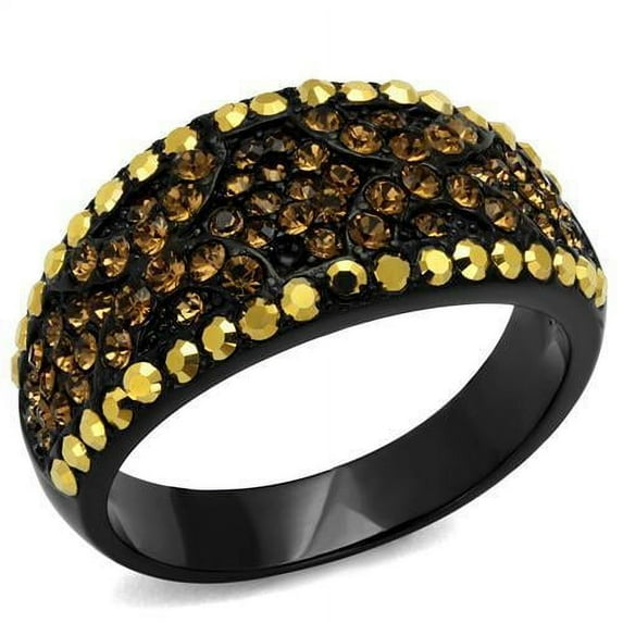 TK2552 - IP Black(Ion Plating) Stainless Steel Ring with Top Grade Crystal in Multi Color Size 8