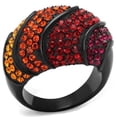thumbnail image 1 of TK2553 - IP Black(Ion Plating) Stainless Steel Ring with Top Grade Crystal  in Multi Color Size 5, 1 of 4
