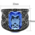 thumbnail image 1 of IP Light Black (IP Gun) Stainless Steel Ring with Top Grade Crystal in Sapphire for Women Sapphire Stone Color Style TK2607 Size 9, 1 of 3