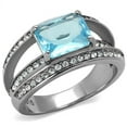 thumbnail image 1 of No Plating Stainless Steel Ring with Synthetic Synthetic Glass in Sea Blue for Women Sea Blue Stone Color Style TK2608 Size 5, 1 of 4