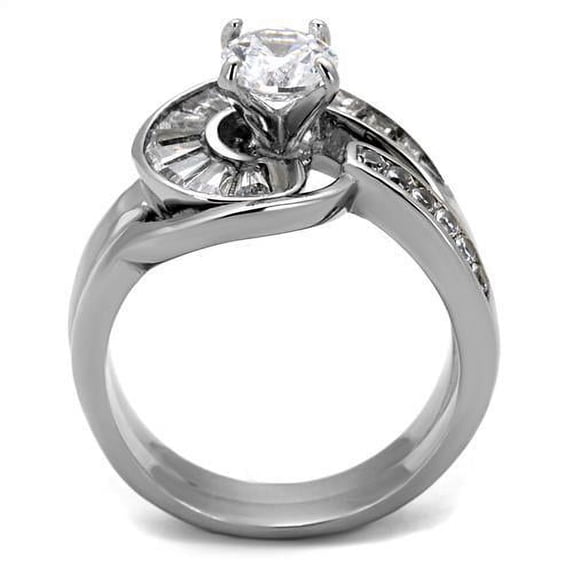 TK2617 - No Plating Stainless Steel Ring with AAA Grade CZ in Clear