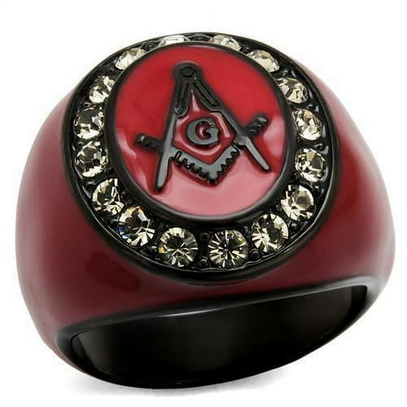TK2638 - IP Black(Ion Plating) Stainless Steel Ring with Top Grade Crystal in Black Diamond Size 13