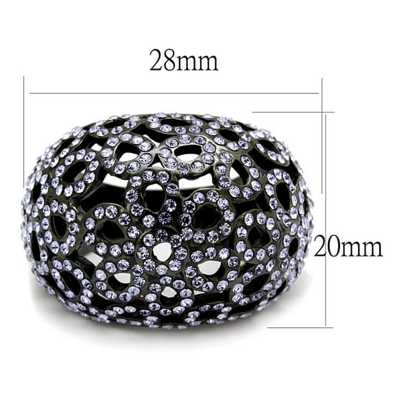 IP Light Black (IP Gun) Stainless Steel Ring with Top Grade Crystal in Tanzanite for Women Tanzanite Stone Color Style TK2642 Size 6
