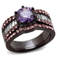 thumbnail image 1 of IP Dark Brown (IP coffee) Stainless Steel Ring with AAA Grade CZ in Amethyst for Women Amethyst Stone Color Style TK2652 Size 5, 1 of 4