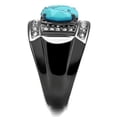 thumbnail image 1 of TK2662 - IP Light Black (IP Gun) Stainless Steel Ring with Synthetic Turquoise in Sea Blue, 1 of 1
