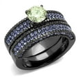 thumbnail image 1 of TK2672 - IP Light Black  (IP Gun) Stainless Steel Ring with AAA Grade CZ  in Apple Green color Size 9, 1 of 4