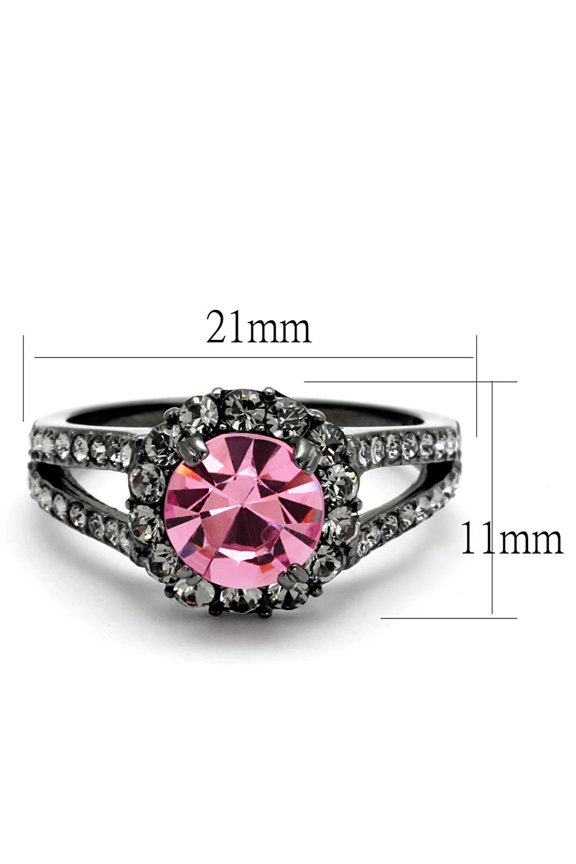 TK2680 - IP Light Black (IP Gun) Stainless Steel Ring with Top Grade Crystal in Light Rose
