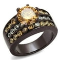 thumbnail image 1 of IP Dark Brown (IP coffee) Stainless Steel Ring with AAA Grade CZ in Champagne for Women Champagne Stone Color Style TK2681 Size 7, 1 of 4