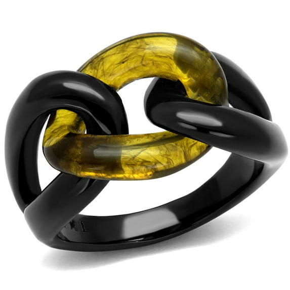 TK2682 - IP Black(Ion Plating) Stainless Steel Ring with Synthetic Synthetic Stone in Topaz Size 5