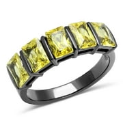 TK2683 - IP Light Black  (IP Gun) Stainless Steel Ring with AAA Grade CZ  in Topaz Size 6