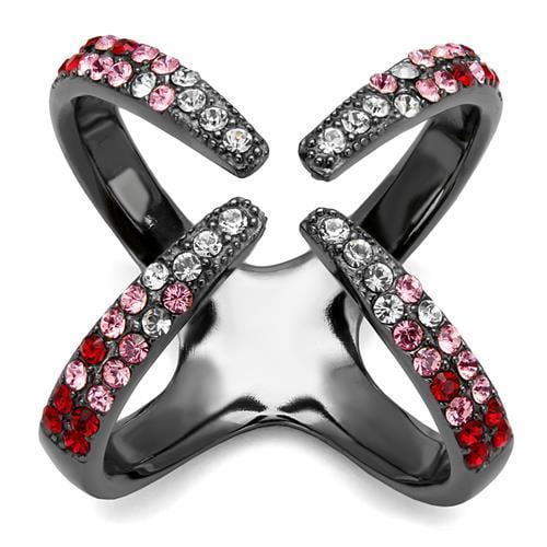 TK2696 - IP Light Black (IP Gun) Stainless Steel Ring with Top Grade Crystal in Multi Color