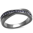 thumbnail image 1 of IP Light Black (IP Gun) Stainless Steel Ring with Top Grade Crystal in Tanzanite for Women Tanzanite Stone Color Style TK2750 Size 9, 1 of 3