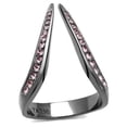thumbnail image 1 of TK2756 - IP Light Black  (IP Gun) Stainless Steel Ring with Top Grade Crystal  in Light Amethyst Size 6, 1 of 4