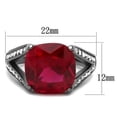 thumbnail image 1 of IP Light Black (IP Gun) Stainless Steel Ring with Synthetic Corundum in Ruby for Women Ruby Stone Color Style TK2760 Size 5, 1 of 3