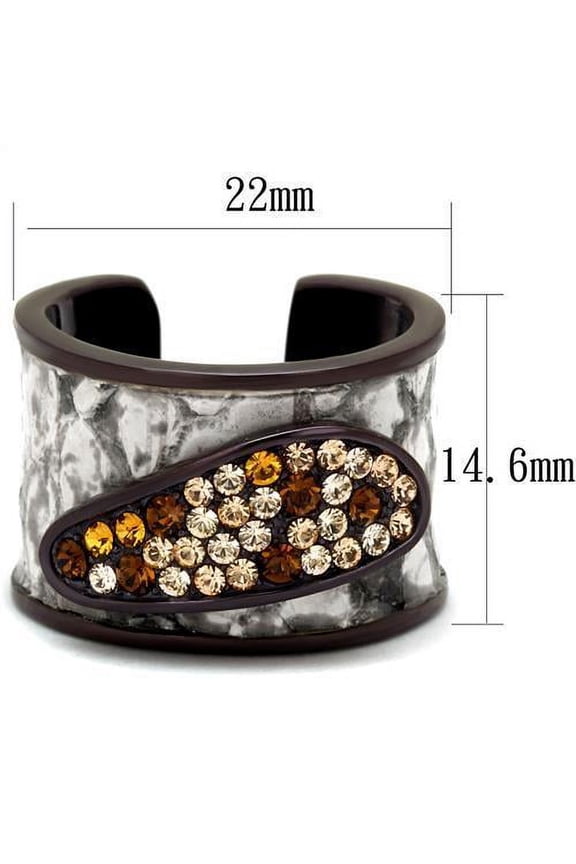 TK2781 - IP Dark Brown (IP coffee) Stainless Steel Ring with Top Grade Crystal in Multi Color