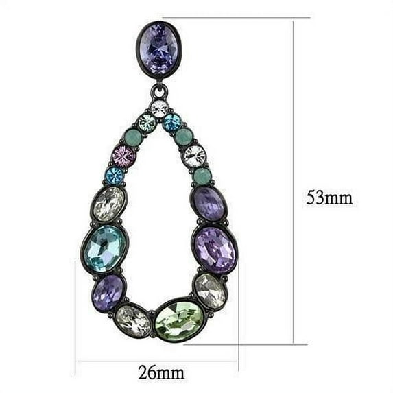TK2785 - IP Light Black (IP Gun) Stainless Steel Earrings with AAA Grade CZ in Multi Color