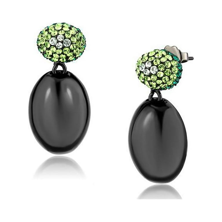 Zawadee Black Stainless Steel Earrings Top Grd Crystal Multi Tk2786