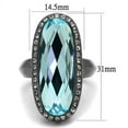 thumbnail image 1 of TK2804 - IP Light Black (IP Gun) Stainless Steel Ring with Top Grade Crystal in Sea Blue, 1 of 1