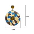 thumbnail image 1 of High polished (no plating) Stainless Steel Earrings with Synthetic Cat Eye in Brown for Women Brown Stone Color Style TK281, 1 of 1