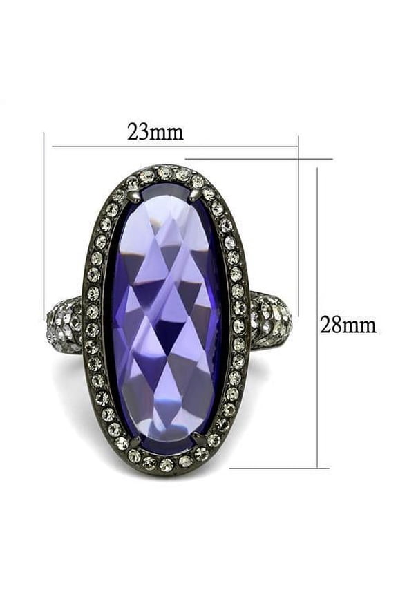 TK2840 - IP Light Black (IP Gun) Stainless Steel Ring with AAA Grade CZ in Tanzanite