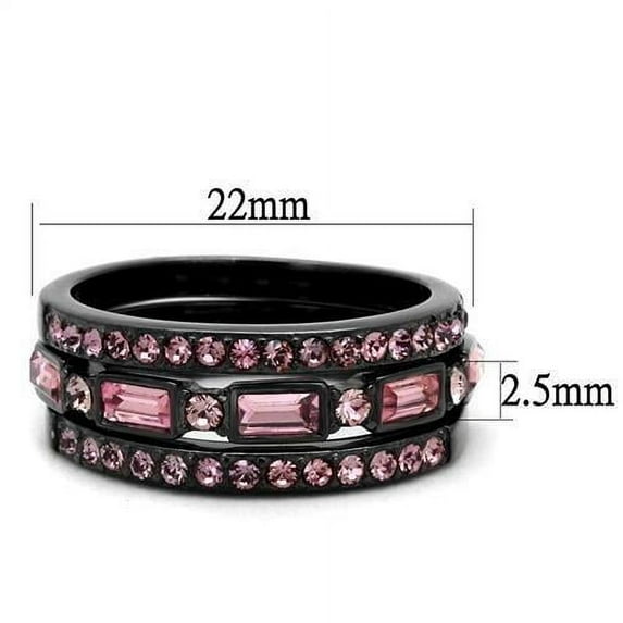 TK2844 - IP Light Black (IP Gun) Stainless Steel Ring with Top Grade Crystal in Multi Color Size 5