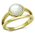 thumbnail image 1 of IP Gold(Ion Plating) Stainless Steel Ring with Precious Stone Conch in White for Women White Stone Color Style TK2908 Size 5, 1 of 5