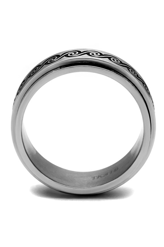 TK2930 - High polished (no plating) Stainless Steel Ring with Epoxy in Jet