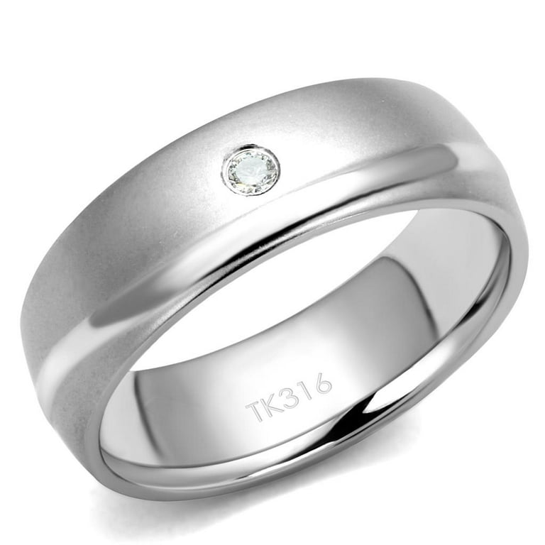 New stainless steel buy ring with CZs size 13