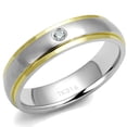 thumbnail image 1 of Two-Tone IP Gold (Ion Plating) Stainless Steel Ring with AAA Grade CZ in Clear for Women Clear Stone Color Style TK2938 Size 11, 1 of 4