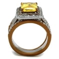 thumbnail image 1 of TK2962 - Two Tone IP Light Brown (IP Light coffee) Stainless Steel Ring with AAA Grade CZ in Topaz, 1 of 1